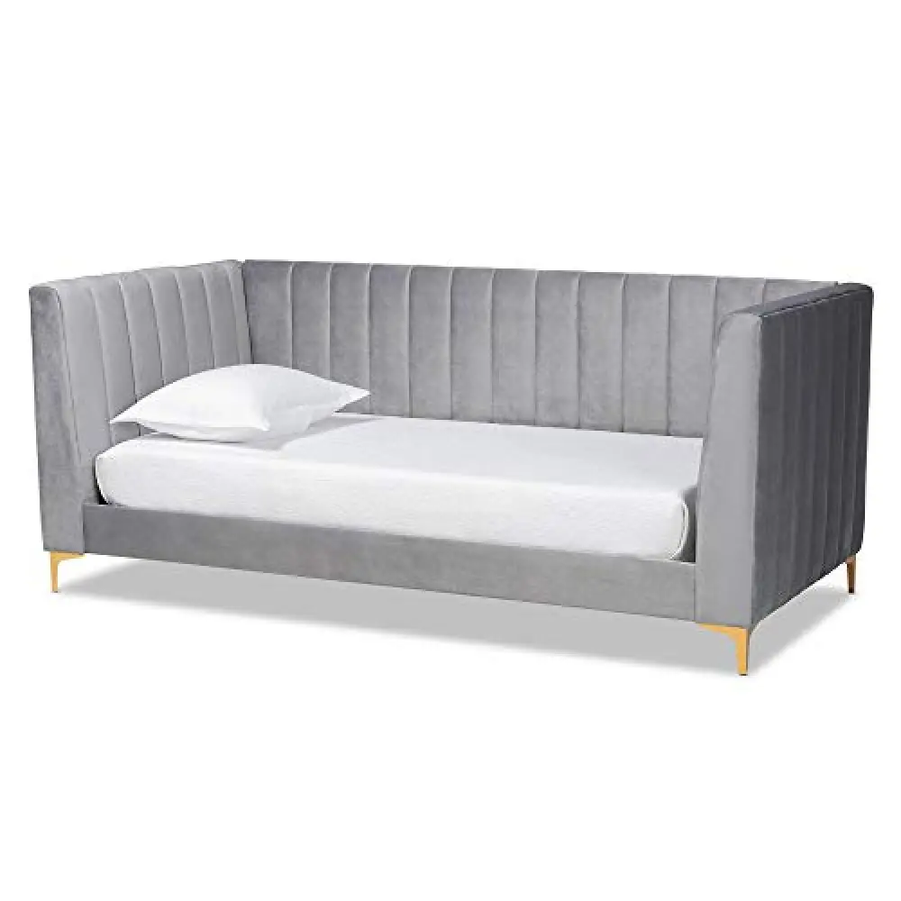 Baxton Studio Oksana Daybeds, Twin, Light Grey