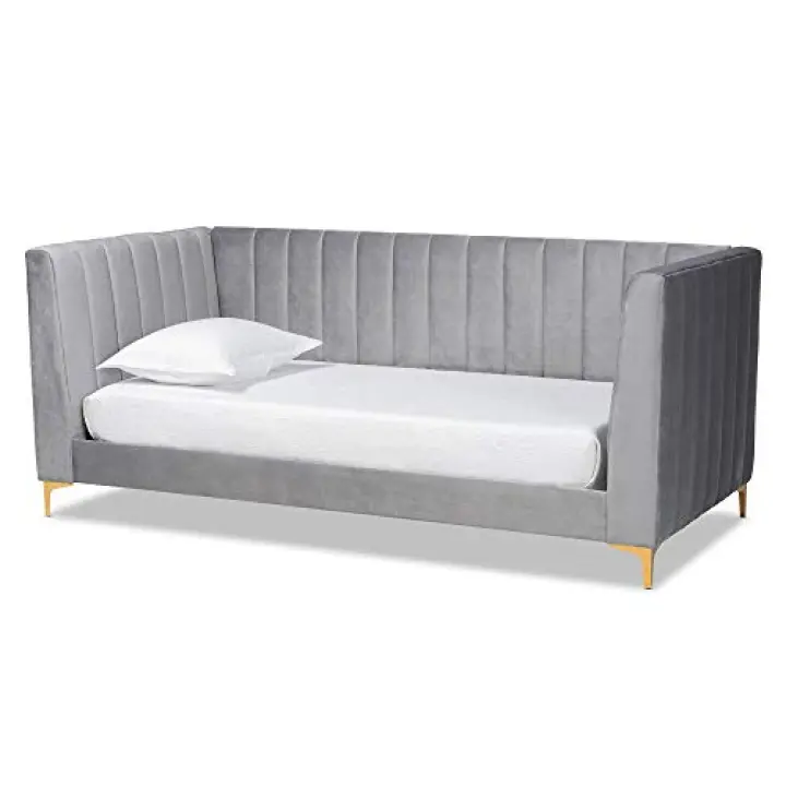 Baxton Studio Oksana Daybeds, Twin, Light Grey