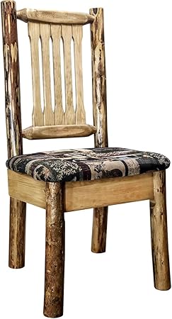 BLACK FOREST DECOR Woodsman Side Chair with Woodland Upholstered Seat