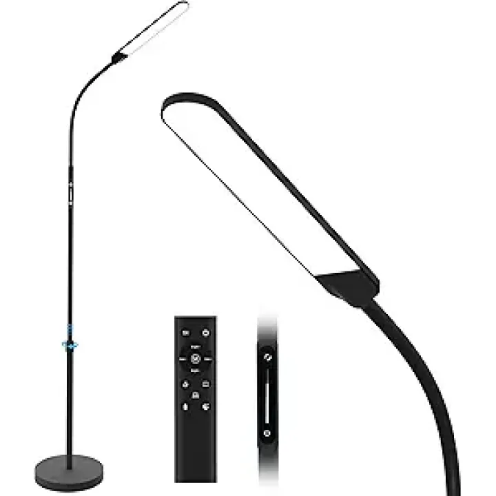 NXONE Led Floor Lamp,Modern Reading Adjustable Standing Height 4 Colors and Stepless Brightness Work Lamp for Living Room Bedroom Reading, Black