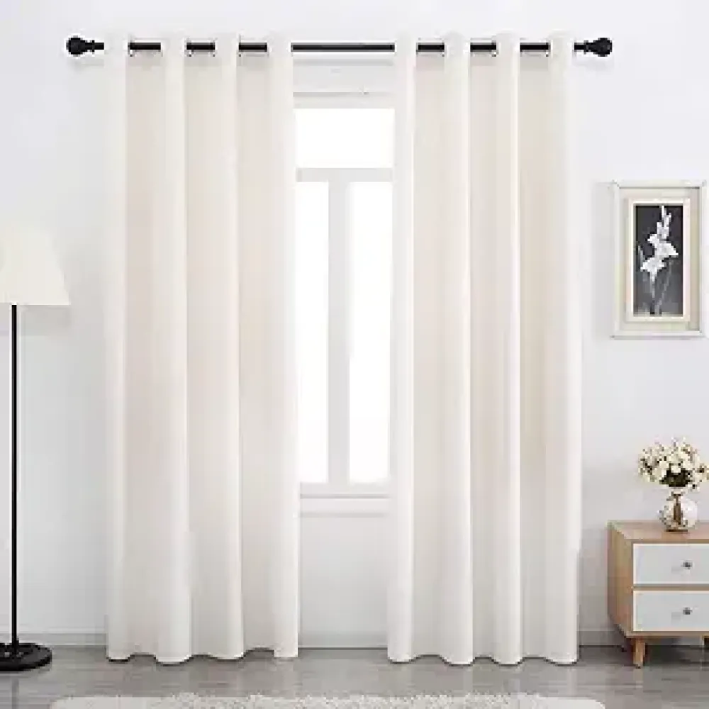 SPXTEX Cream White Velvet Curtains 96 inches Long Soft Velvet Curtains Grommet Velvet Thermal Insulated Curtains Window Treatment for Bedroom Light Filtering Velvet Curtains Set of 2 Panels Cream