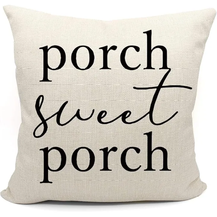 Mancheng-zi Porch Throw Pillows 18x18, Farmhouse Porch Decor, Outdoor Pillow Covers (White)