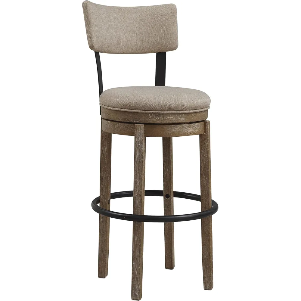 Ball & Cast Upholstery Swivel Barstools Pub Height Bar Stools 30" Seat Height Wooden Stools Taupe