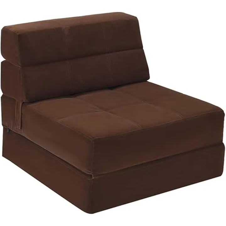 S AFSTAR Triple Fold Down Sofa Bed, Convertible Tri-Fold Floor Couch, Modern Upholstered Guest Sleeper Chair for Living Room Bedroom, Upholstered Guest Chaise Lounge (Brown)