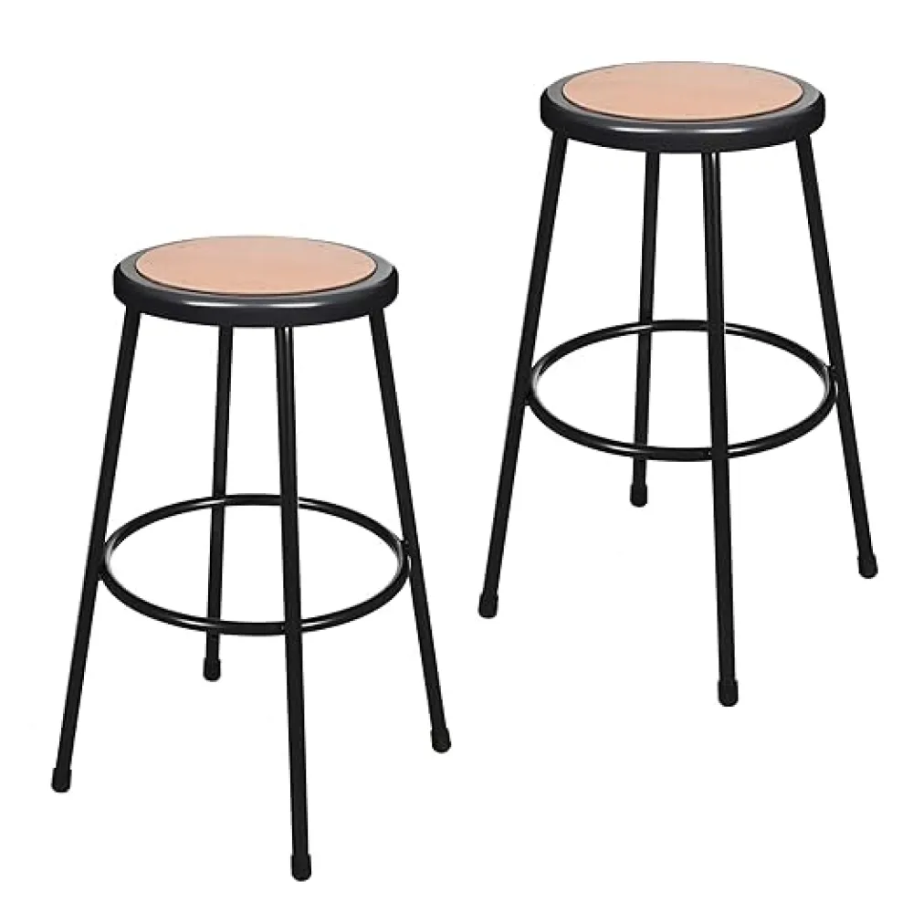 OEF Furnishings (2 Pack) Steel Stools, Black, 30", No Assembly Required