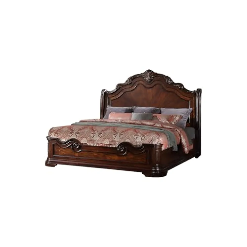 Best Master Barney's Traditional Wood Queen Bed in Walnut