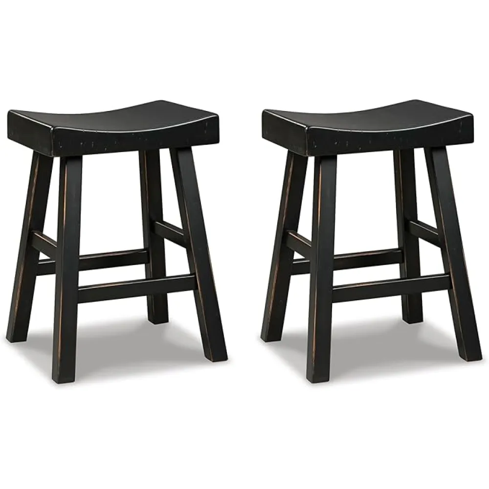 Signature Design by Ashley Glosco Modern Farmhouse 25" Counter Height Barstool, 2 Count, Black