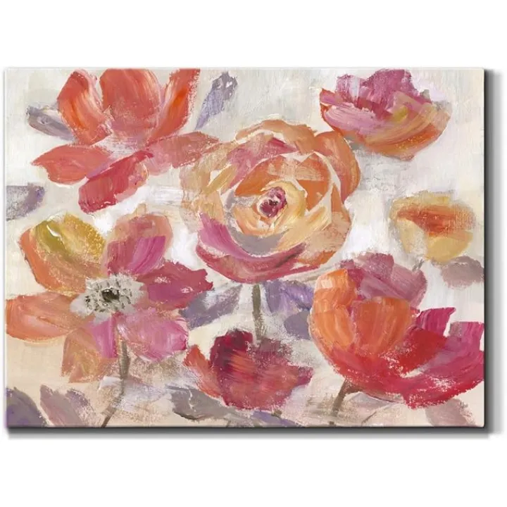 Wexford Home Floral Canvas Wall Art Print Decoration Multi Color Flower Painting Artwork for Living Room Bedroom Office, Ready to Hang