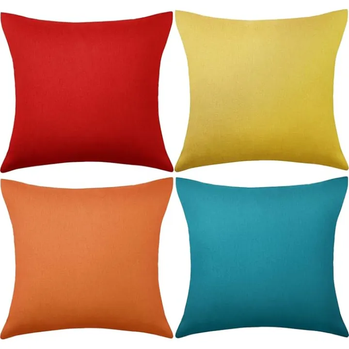 4 Pack Decorative Outdoor Waterproof Throw Pillow Covers, Square Patio Balcony Garden Waterproof Cushion Case, PU Coating Pillow Shell for Couch, Bed, Patio, Sofa, Tent,18 x 18 Inch (Multi Color)