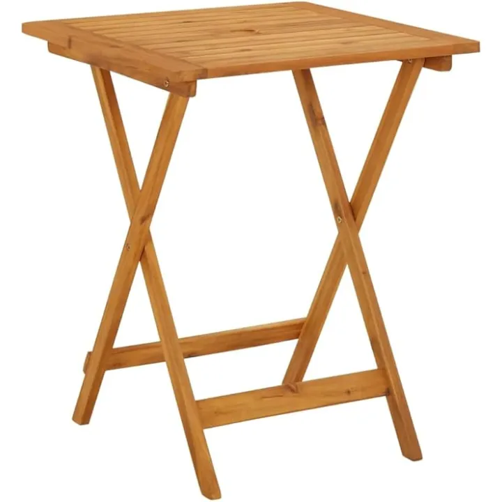 vidaXL Rustic Designed Foldable Patio Table in Solid Acacia Wood, Weather-Resistant, Square Farmhouse Style Outdoor Furniture - Brown