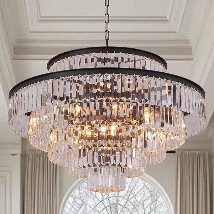 Crystal Chandelier Modern Luxury Pendant 6-Tier 31" Ceiling Lights Fixture for Dining Room, Living Room, Foyer Chandeliers Lighting (Oil Brown)