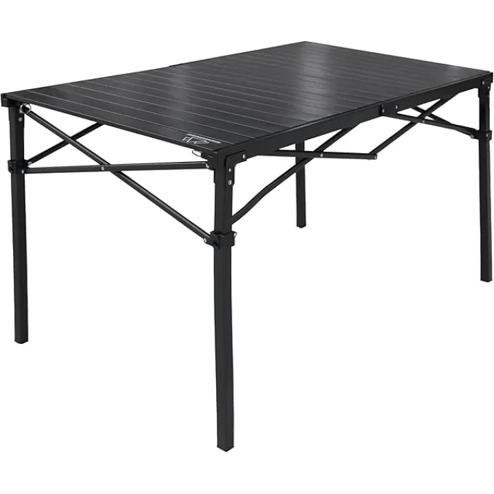 Heavy-Duty Roll-Top Table for Camping (Large) - Portable Aluminum-Top Folding Table with Steel Frame by Caddis Sports