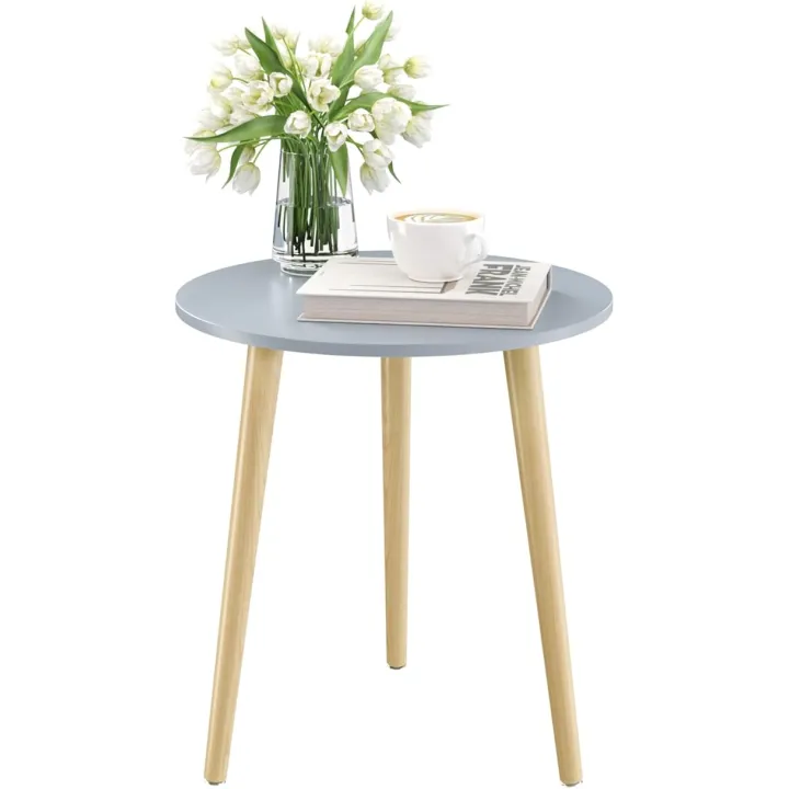Apicizon Round Side Table, Blue Grey End Table for Small Spaces, Nursery Round Side Table Small Bedside Table Living Room, Bedroom, 16.5 x 20.5 Inches