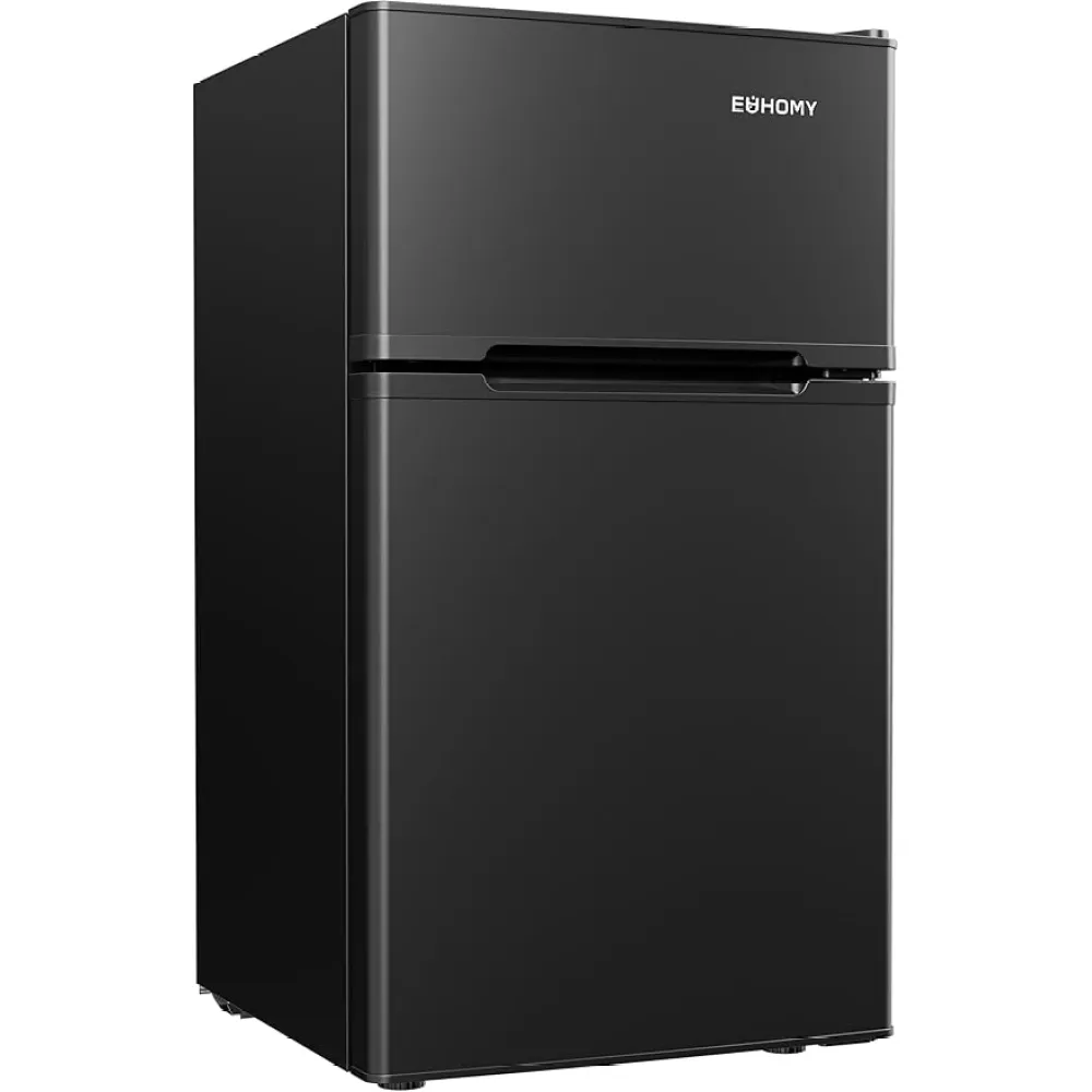 EUHOMY Mini Fridge with Freezer, 3.2 Cu.Ft Mini Refrigerator, Dorm Fridge with 2 Door For Bedroom/Apartment/Office-Food Storage Cooling Drink, Black