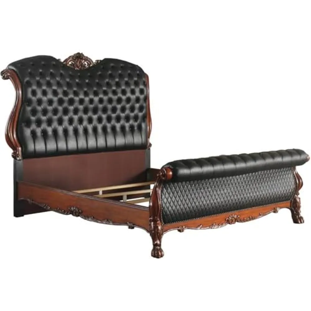 Acme Dresden California King Bed in PU & Cherry Oak