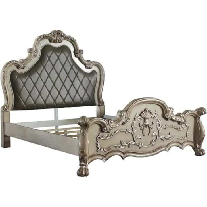 Acme Dresden Wooden Upholstered Eastern King Bed in Vintage Bone White
