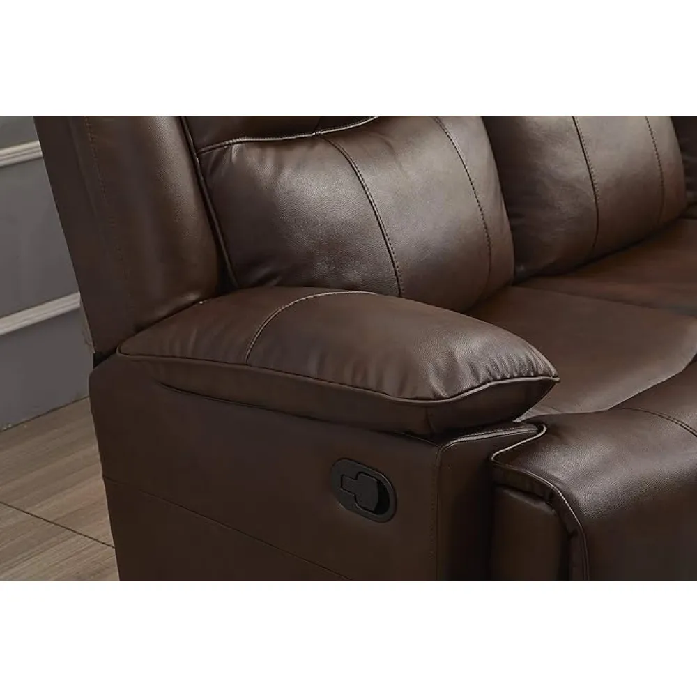 Betsy Furniture Bonded Leather Reclining Sofa Couch Set Living Room Set 8006 (Brown, Loveseat)