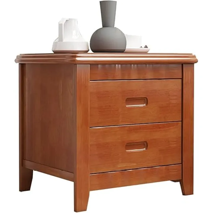 Bedroom Bedside Table Bedside Storage Cabinet with Two Drawers Small Bedroom Shelf Wooden Furniture (Color : A, Size : 50x40x50cm)