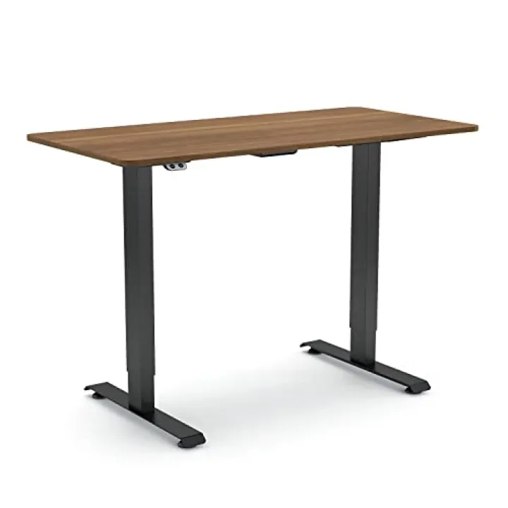 HOMES: Inside + Out Elmfort Modern Adjustable Height Metal 47 in. Standing Desk for Home Office, Light Brown and Black