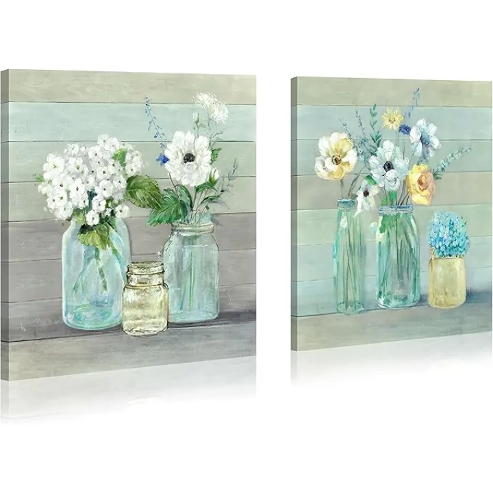 WALLSUP DECOR Floral Canvas Paintings Wall art - Blossom Flowers Picture Artwork Prints for Bedroom (16 x 16 x 2)