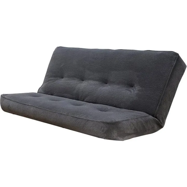 Pemberly Row 8" Full Size Spring Futon Mattress Replacement, Linen Fabric Sleeper Sofa Bed Mattress, Marmont Thunder Dark Gray-Frame Not Included