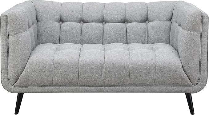 AC Pacific Sara Button Tufted Upholstered Living Room Loveseat, Gray