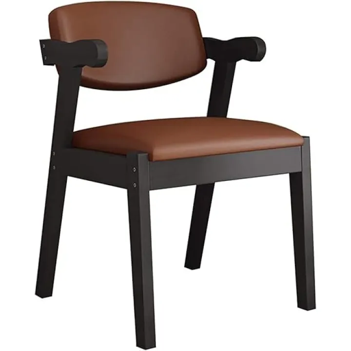 ZSH Dining Chair, Home Rubber Wood + PU upholstered Coffee Chair/Desk Chair, Bedroom Living Room Lounge Chair/Dressing Chair (Color : C)