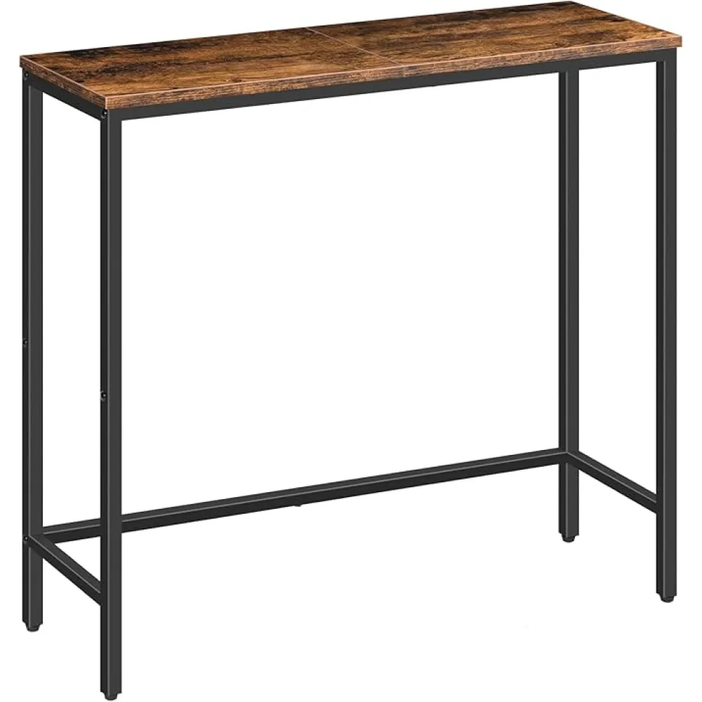 HOOBRO Narrow Console Table, 29.5" Small Entryway Table, Thin Sofa Table, Side Table, Display Table, for Hallway, Bedroom, Living Room, Foyer, Rustic Brown and Black BF75XG01