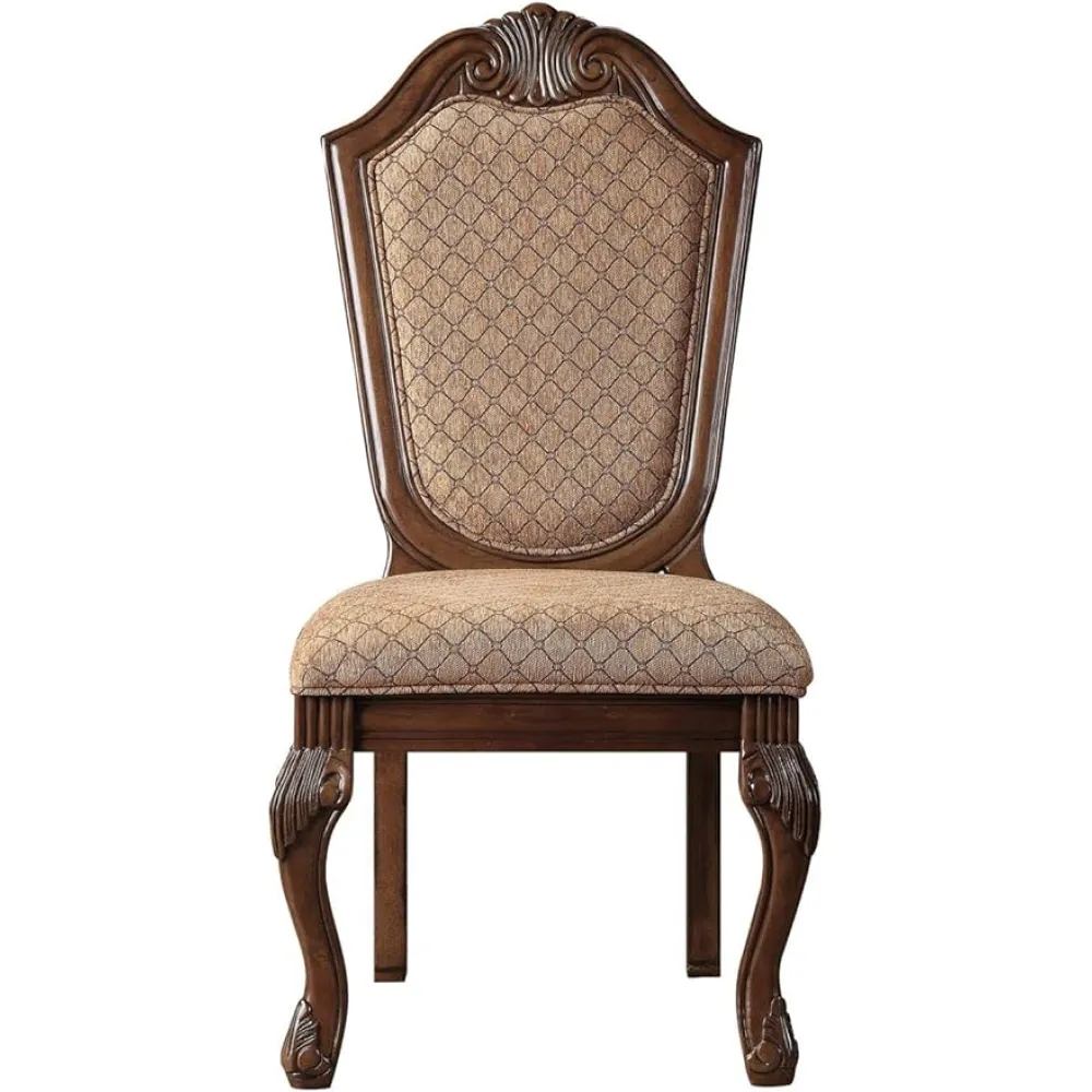 Acme Furniture Chateau De Ville Side Chair (Set-2) in Fabric & Cherry