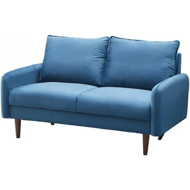Aurora Velvet Living Room Loveseat in Prussian Blue