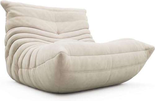 1inchome Fireside Chair, Soft Suede Lounge Bean Bag Couch for Living Room, Salon, Office, Bedroom