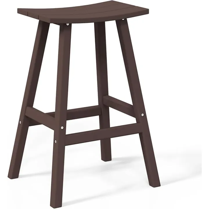 WestinTrends Malibu 29 Inch Outdoor Bar Stools, All Weather Resistant Poly Lumber Adirondack Bar Height Stools, Dark Brown