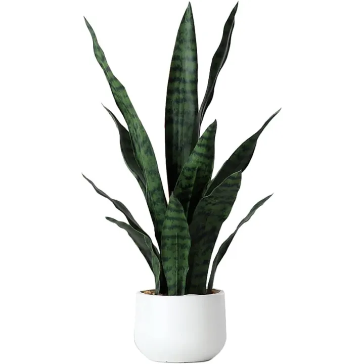 Beebel Artificial Snake Plant 22 Inch Fake Sansevieria Fake Agave Potted Plants Plastic Greenery for Home Garden Office Store Decoration 12 Leaves (Green)