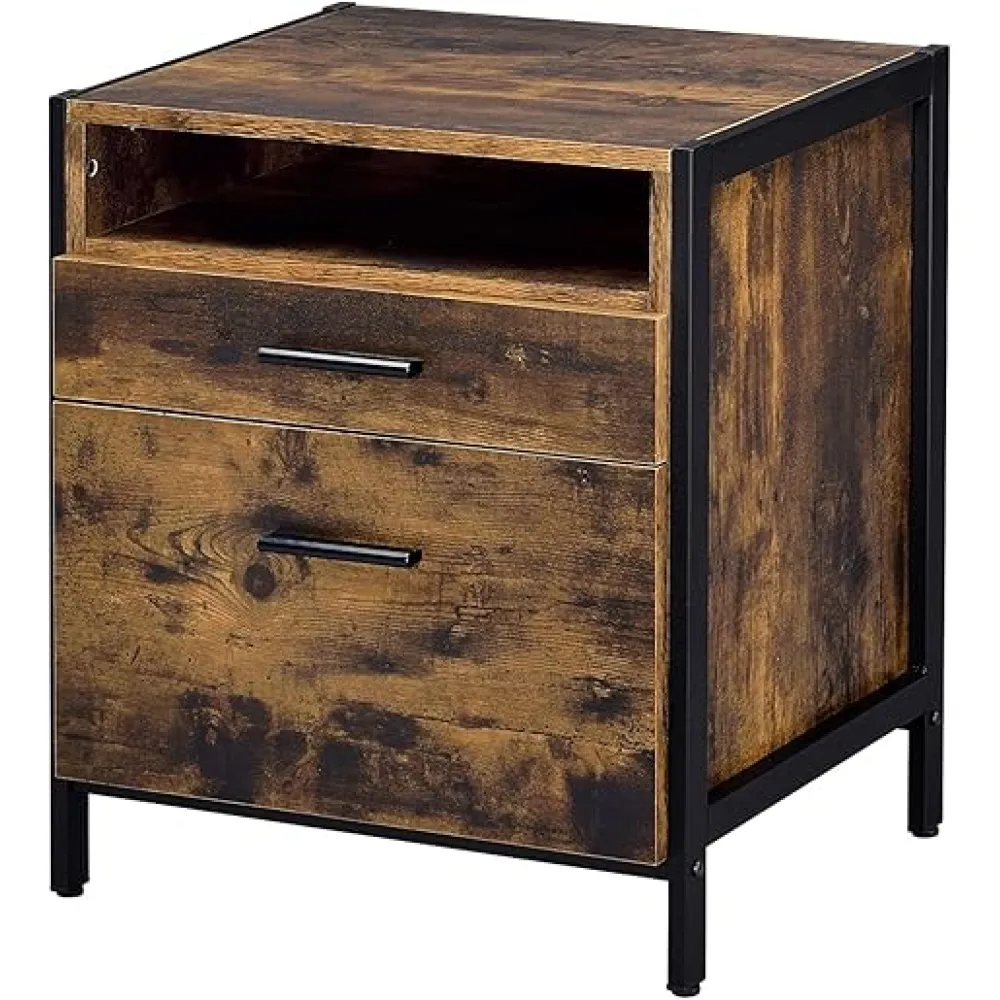 Nightstand with 2 Drawers and Storage Open Shelf, Bedside Furniture Made of Composite Wood, Side Table for Bedroom, 20" L x 16" W x 23" H