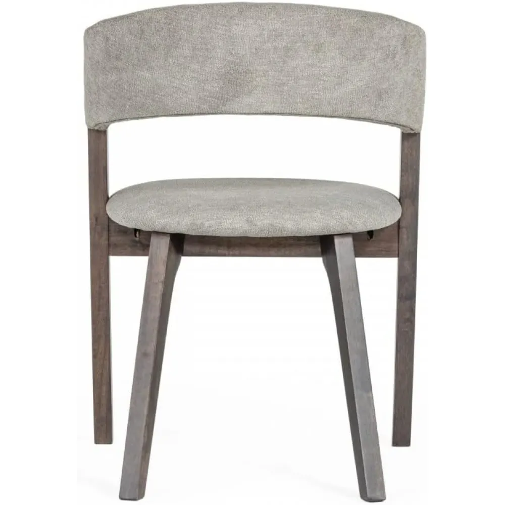 HomeRoots Grey Fabric, Solid Wood, Veneer Set of Two Gray Wenge Dining Chairs