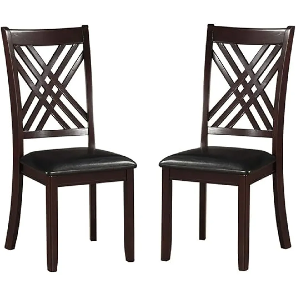 Simple Relax Set of 2 PU Upholstered Side Chair, Black and Espresso