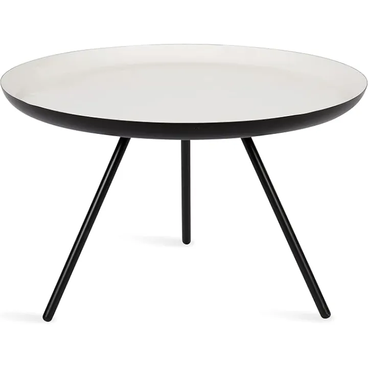 Kate and Laurel Laranya Modern Metal Coffee Table; 25 Inch Diameter; Black and White; Decorative Round Coffee Table for Display and Storage