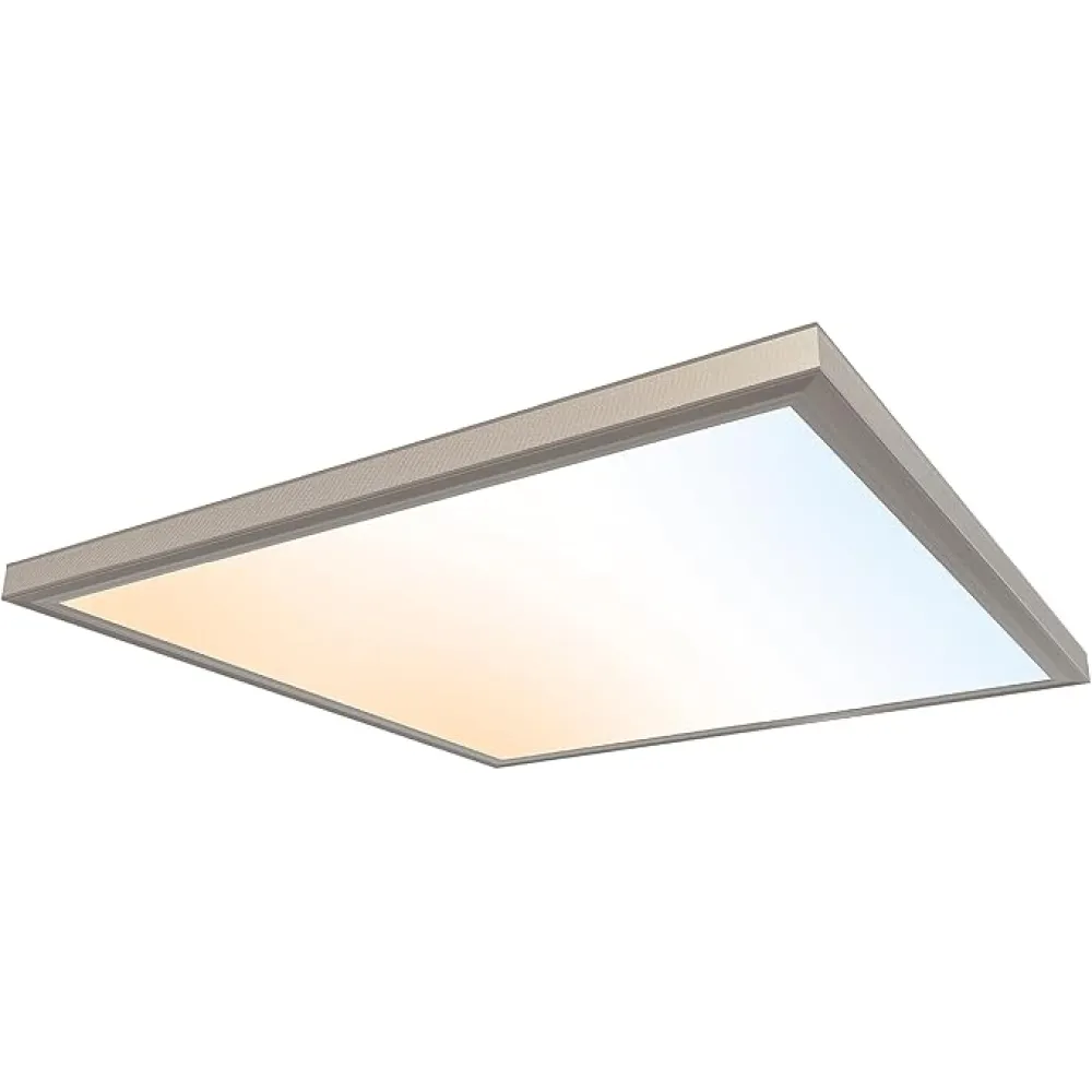 Ultralux 2x2 ft Surface Mount Ceiling Light Panel – Slim, Edge Lit, Flush Mount Flat Panel for Kitchen, Home & Office - TRIAC Dimmable, 3CCT Adjustable Color Temperature (Brushed Nickel, 1 Pack)