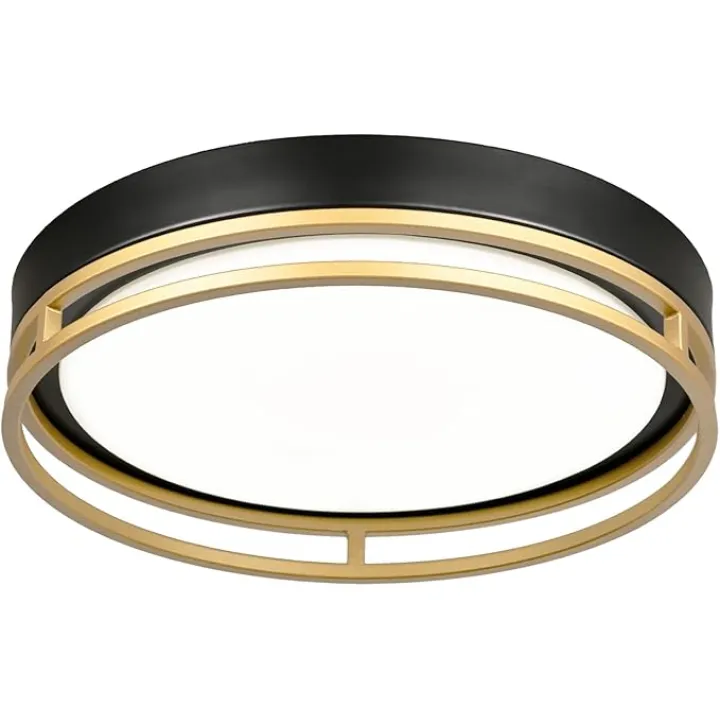 12.5 Inch LED Flush Mount Ceiling Light Fixture, 26W, Super Bright 1700 Lumens, 3 Color 3000K/4000K/5000K, Dimmable Ceiling Lamp for Bedroom Hallway Bathroom Kitchen Laundry (Black Gold)