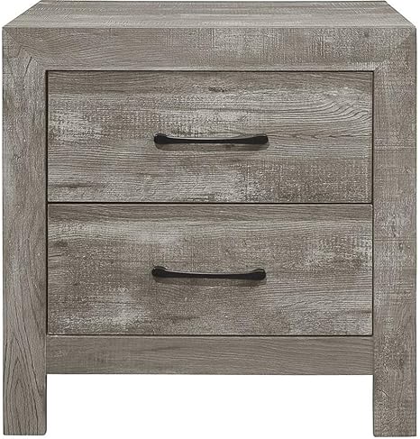 Lexicon Wood 2 Drawer Nightstand in Gray