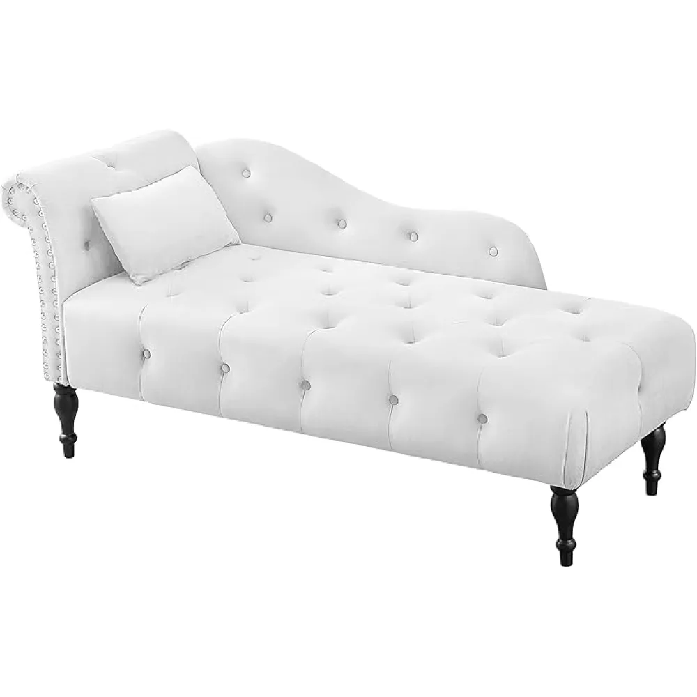 HomSof Modern Armless Chaise Lounge Indoor Chair with Solid Wood Legs