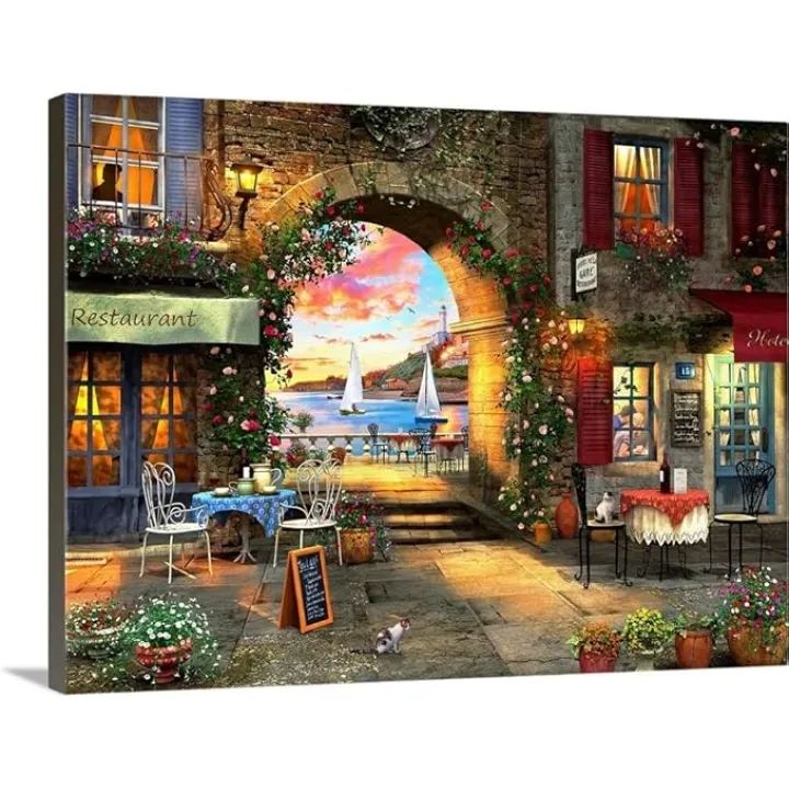 GREATBIGCANVAS Mediterranean Evening Canvas Wall Art Print, Italy Home Decor Artwork, 40"x30"