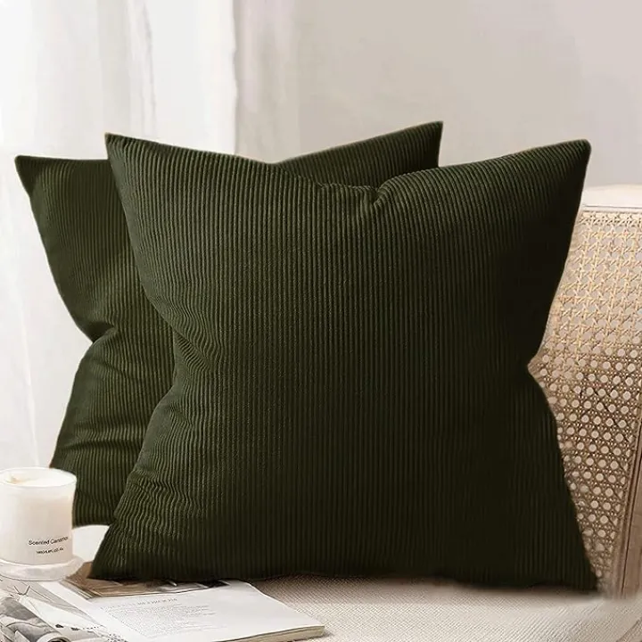 2 Pack Corduroy Throw Pillow Cover Solid Color for Couch,Sofa,Livingroom,Bedroom