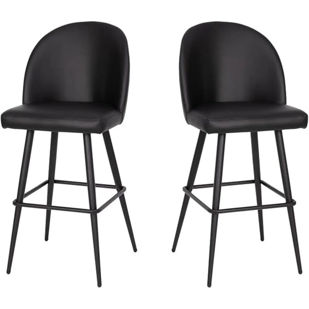 Flash Furniture Lyla Commercial Grade Modern Armless Barstools - Black LeatherSoft Upholstery - 30" Barstool - Contoured Backrest - Steel Frame & Footrest - Set of 2