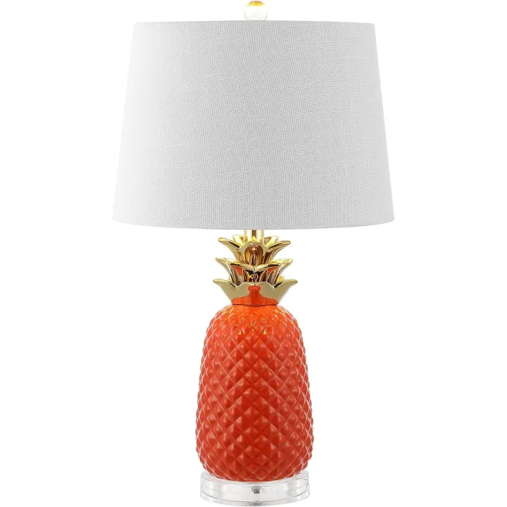 JONATHAN Y JYL4019E Pineapple 23″ Classic Vintage Ceramic LED Table Lamp Modern Contemporary Bedside Desk Nightstand Lamp for Bedroom Living Room Office LED Bulb Included, Orange/Gold
