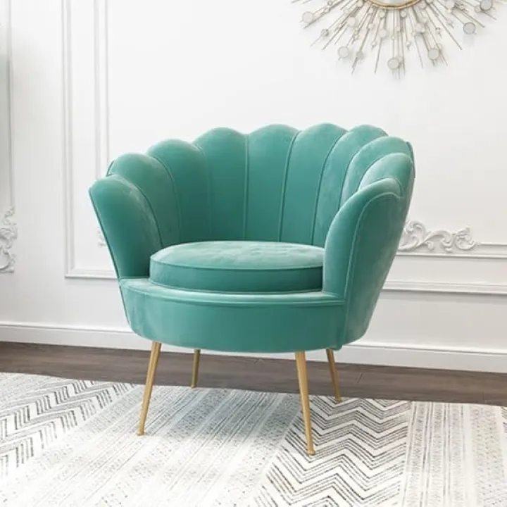 Modern Arm Chair Single Sofa, Soft Living Room Chair Barrel Chair Faux Leather Sewn Pillow Back Accent Chair for Bedroom,Removable Cushion, 29×29×31 inch, Blackish Green