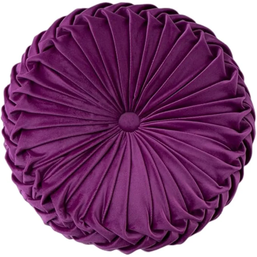 Baiyuruodie Round Velvet Pillow, Sofa Bed Bedroom Decorative Throw Pillow (38cm, Fuchsia)