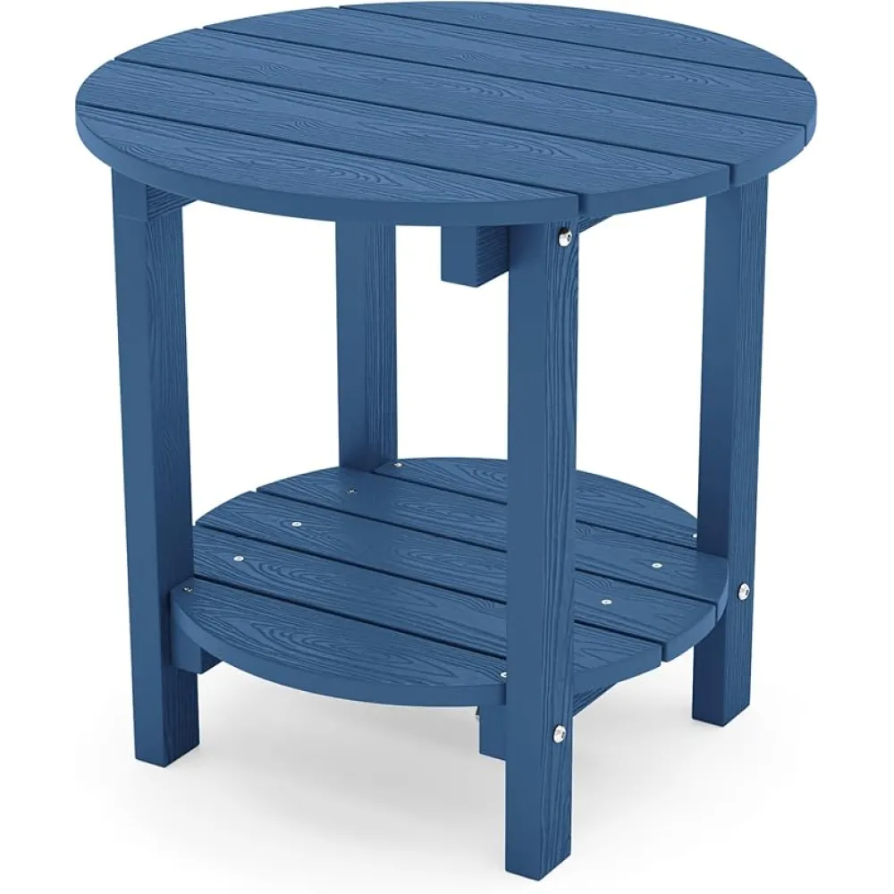 YEFU Adirondack Side Table, 18" Double Outdoor Side Table, Poly Lumber end Table, Weather Resistant for Indoor, Patio, Pool, Porch, Backyard-Navy