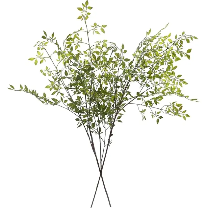 Melorca&Guilla Artificial Plants,2PCS 43.3" Green Nandina Faux Branches for Vase,Artificial Plants for Shop Garden Office Home Décor