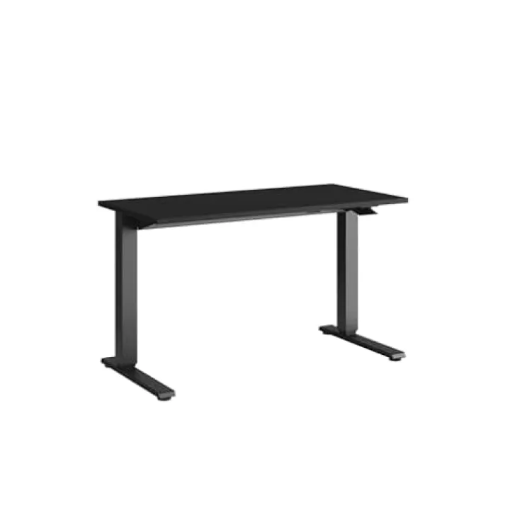 Humanscale Home Office Float Desk l Height-Adjustable Table l Black Base on Black Top with Flat Edge Finish l 24" D x 48" W